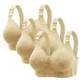 thumbnail image 1 of 3 Pack Wireless Bras For Women Lace No Underwire Full Coverage Support Women's Bras Soft Everyday Bras (M, Beige), 1 of 5