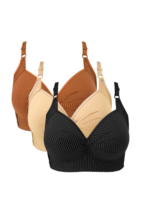 3 Pack Wireless Bras for Women Light Airy Daily Feel Barely There Smoothness Smooth Wardrobe Basic Sleep Lounge Home Seamless Smooth Look Office To Weekend Wear Summer Brown XXL