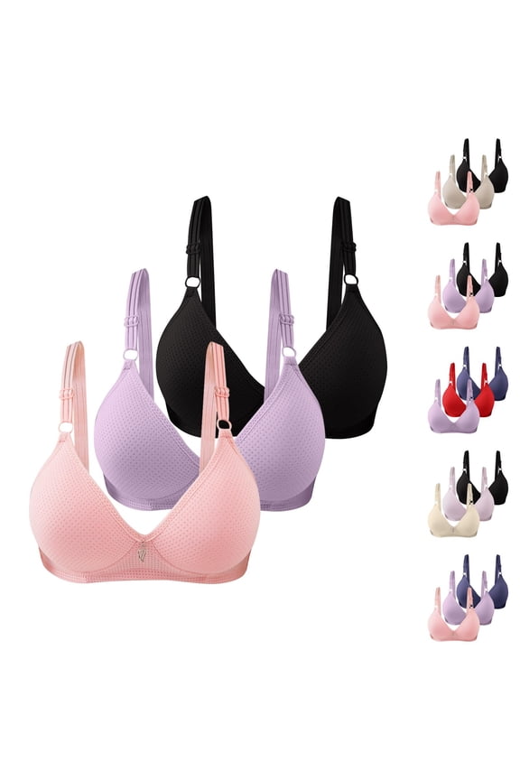 3 Pack Wireless Bras for Women Comfortable No Underwire Adjustable Straps Sleeping Yoga Bralettes Everyday Bra