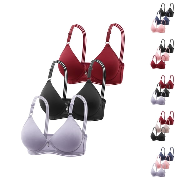 3 Pack Wireless Bras for Women Lightweight Breathable Thin Cup Push Up Bra Comfortable Bralettes Everyday Bra