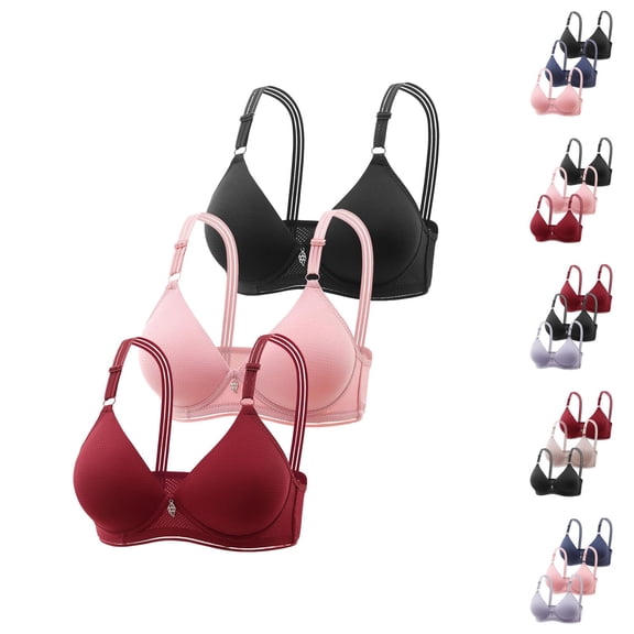 3 Pack Wireless Bras for Women Lightweight Breathable Thin Cup Push Up Bra Comfortable Bralettes Everyday Bra