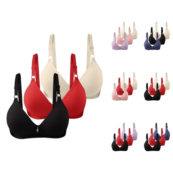 3 Pack Wireless Bras for Women Seamless No Underwire Comfortable Sleeping Yoga Bralettes Everyday Bra