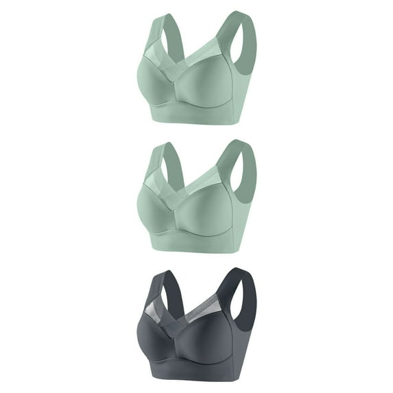 3 Pack Wireless Bras for Women Summer Clothes Lace Lingerie Seamless Bralettes Adjustable Strap Bra Underwear, Large