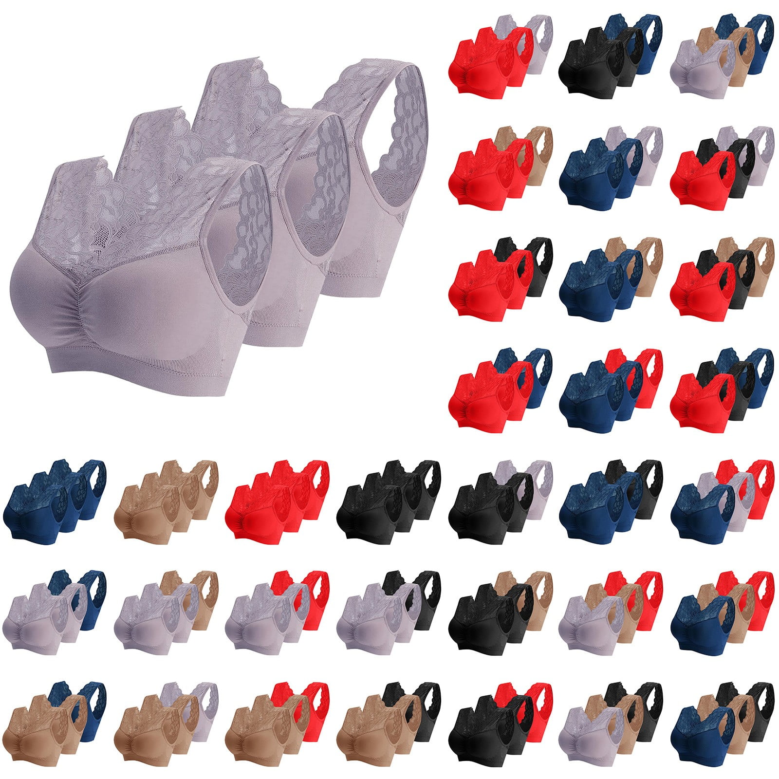 3 Pack Wireless Full Coverage Bra for Women Plus Size Soft Comfortable ...