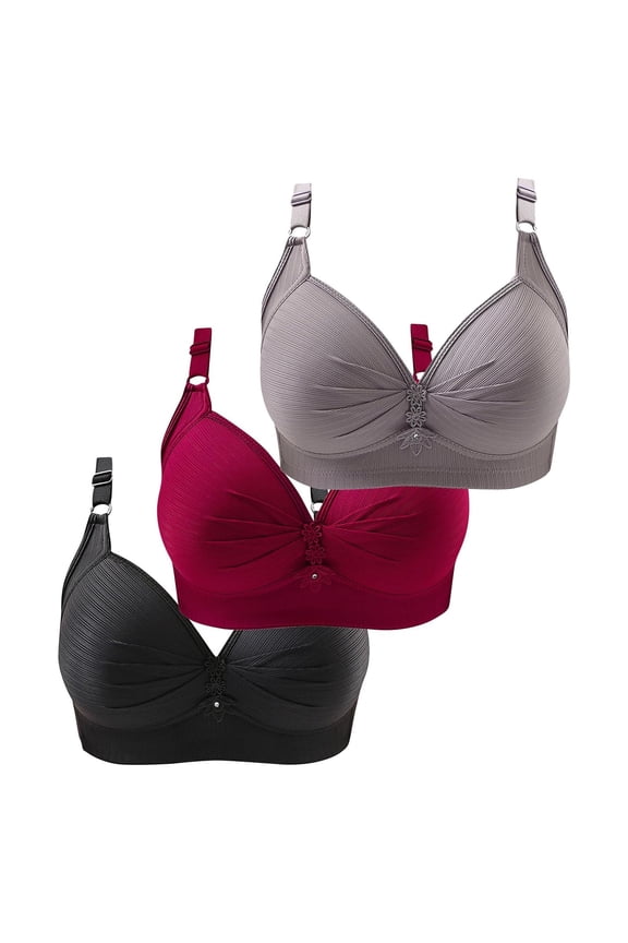 3 Pack Wireless Side Support Bra Full Coverage Wireless Bra Low Back Bra Back Closure Bra Back Support Bra Comfort Back Bra Supportive Bra Wide Band Back Bra Curvy Fit Bra Wireless Side Support Bra