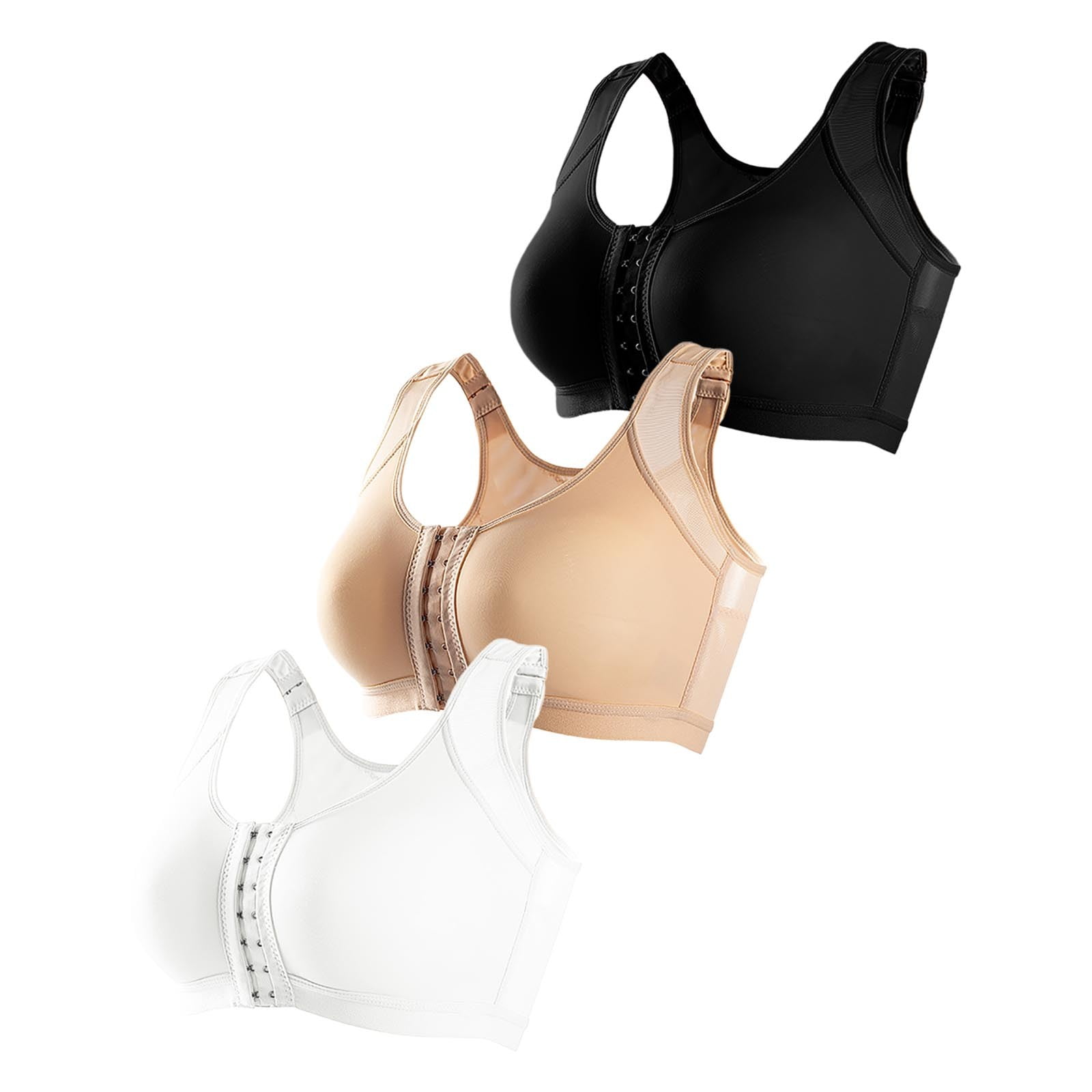 3 Pack Woman Bra Front Closure Bras Adjustable Straps Bra No Underwire Everyday Bras Comfortable Bras