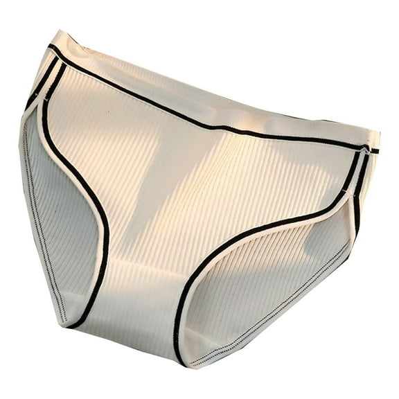 3 Pack Woman Underwear Threaded Hipster Mid-Rise Ladies Panties,White,M