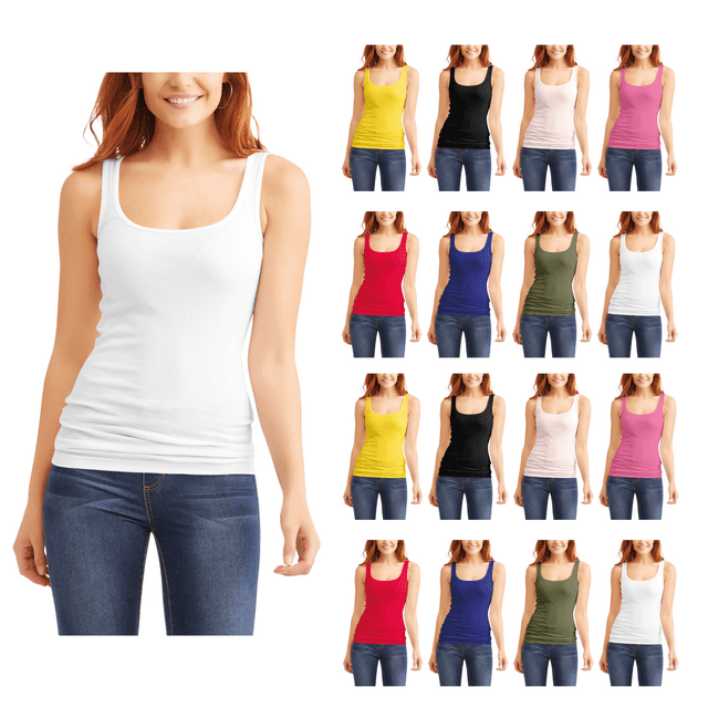 3-Pack Women 100% Cotton Ribbed Racerback Tank Tops for Ultimate Comfort & Fit - Walmart.com