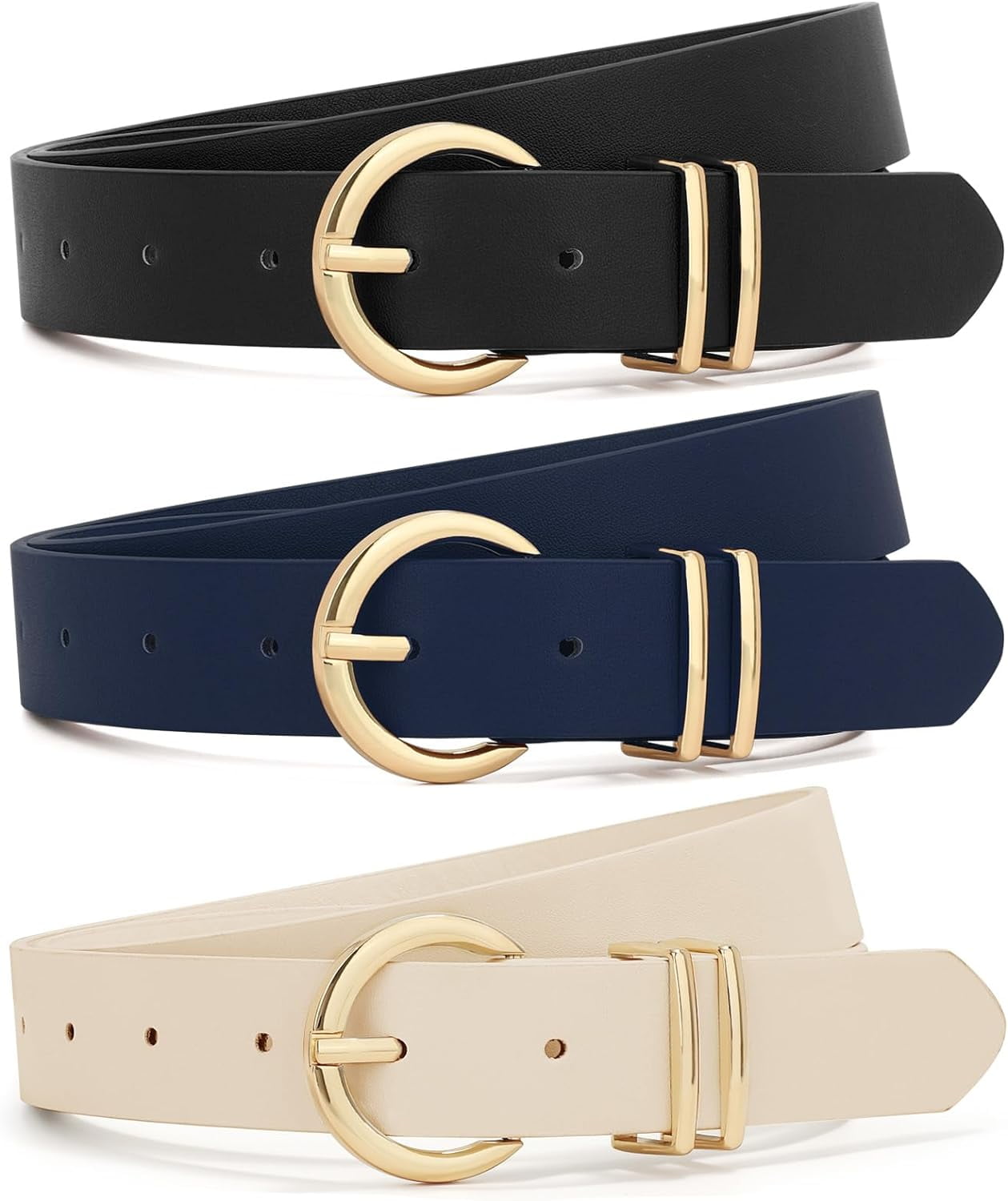 3 Pack Women Belts For Jeans Dresses Pants Ladies Leather 