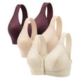 thumbnail image 1 of 3 Pack Women Comfortable Cotton Bra Gift For Mom Fashion Soft Bralette Underwear Stretch Plus Size Vest Brassiere, 1 of 7