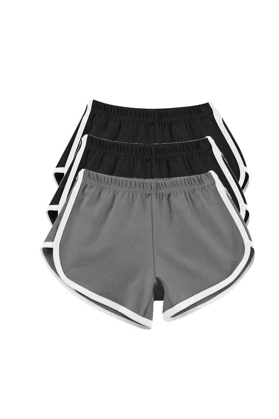 3 Pack Women Cotton Shorts Elastic Waist Sports Athletic Shorts Yoga Dance Colorblock Summer Hot Short Pants S-3XL (M, Black #F)