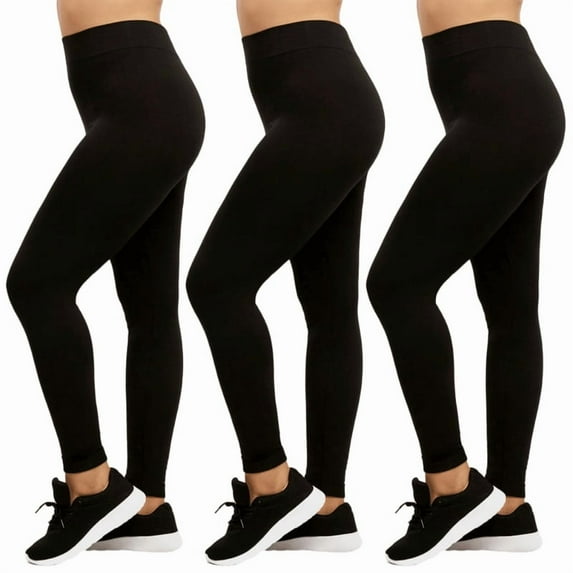 3 Pack Women' Fleece Leggings Plus Size High Waist Seamless No See-Through Workout Running Yoga Pants Tummy Control Warm Spring Fall Winter Activewear