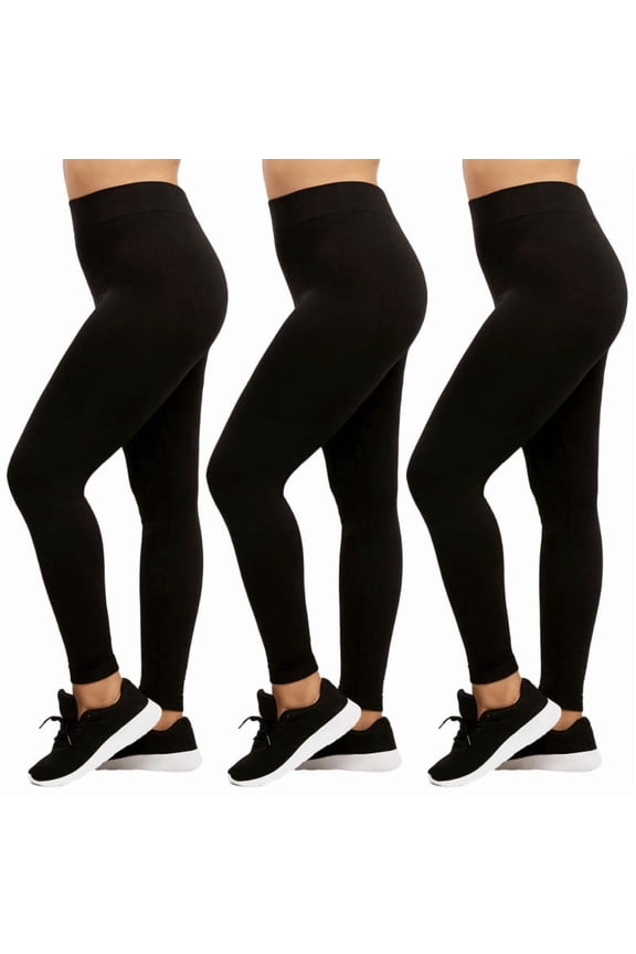 3 Pack Women' Fleece Leggings Plus Size High Waist Seamless No See-Through Workout Running Yoga Pants Tummy Control Warm Spring Fall Winter Activewear