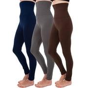 KUDA MODA 3-Pack Women High Waist Fleece Lined Tummy Control Full Length Leggings Winter Compression Top Legging Pants