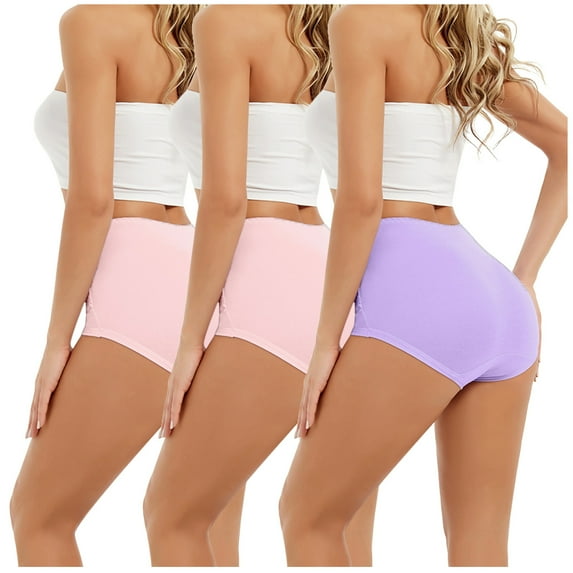 KTMKH 3 Pack Women High Waist Tummy Control Panties Underwear Shapewear Brief Panties