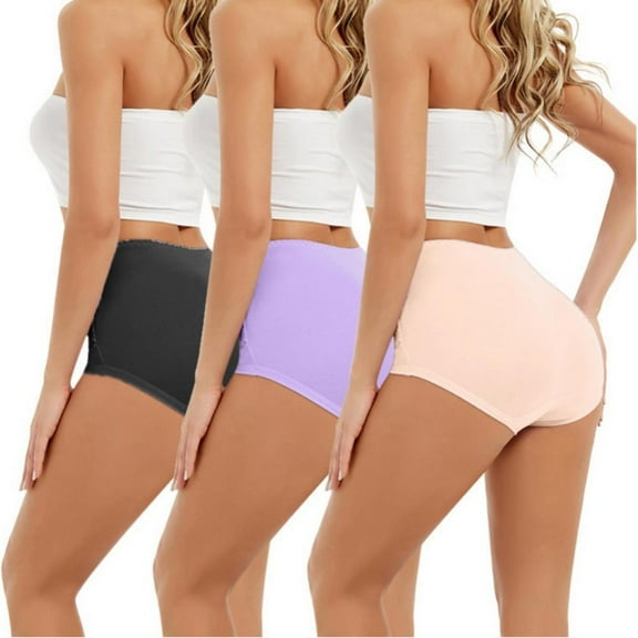 3-Pack Women High Waisted Seamless Panties Soft Full Coverage Briefs Tummy Control Panty Underpants