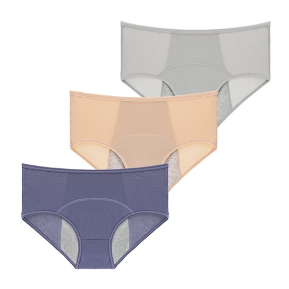 3 Pack Women Menstrual Panties Teen Girls Period Underwear Breathable Leak-Proof Cotton Protective Briefs(Regular & Plus Size)