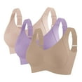 thumbnail image 1 of 3-Pack Women No Underwire Sports Bras Full Coverage Push Up Support Comfort Wide Strap Seamless Everyday Bra, 1 of 8