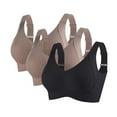 thumbnail image 1 of 3 Pack Women Plus Size Push-Up Bras No Underwire T-Shirt Bralettes Ribbed Full Coverage Sports Everyday Bras Multicolor, 34/75BCD, 1 of 7