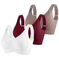 thumbnail image 1 of 3 Pack Women Plus Size Push-Up Bras No Underwire T-Shirt Bralettes Ribbed Full Coverage Sports Everyday Bras Multicolor, 42/95BCD, 1 of 5