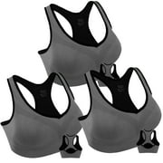 3 Pack Women Racerback Sports Bras High Impact Workout Yoga Gym Activewear Fitness Bra