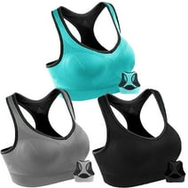 3 Pack Women Racerback Sports Bras High Impact Workout Yoga Gym Activewear Fitness Bra