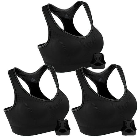 3 Pack Women Racerback Sports Bras High Impact Workout Yoga Gym Activewear Fitness Bra