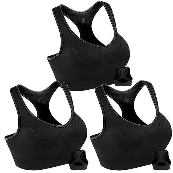 3 Pack Women Racerback Sports Bras High Impact Workout Yoga Gym Activewear Fitness Bra