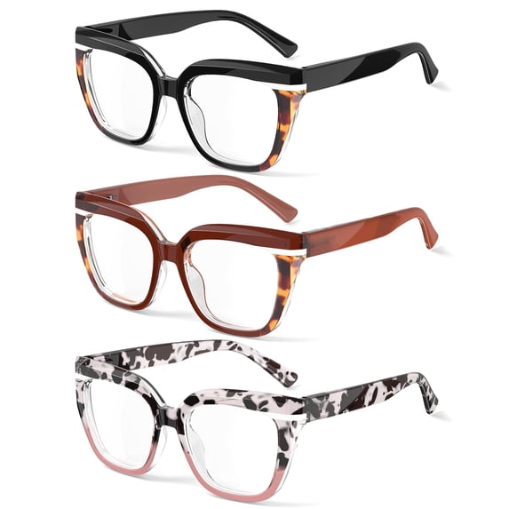 3-Pack Women Reading Glasses with Blue Light Blocking and Anti-Glare Features +1.00