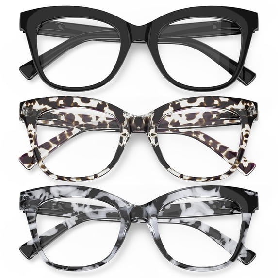 3-Pack Women Reading Glasses with Blue Light Blocking and Anti-Glare Features +2.50