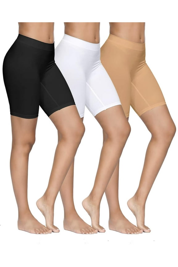 3 Pack Women Seamless Slip Shorts,Stretch High Waist anti chafe Yoga Bike Short Boyshort,Buttlift Panties spandex underwear shorts for Under Dress