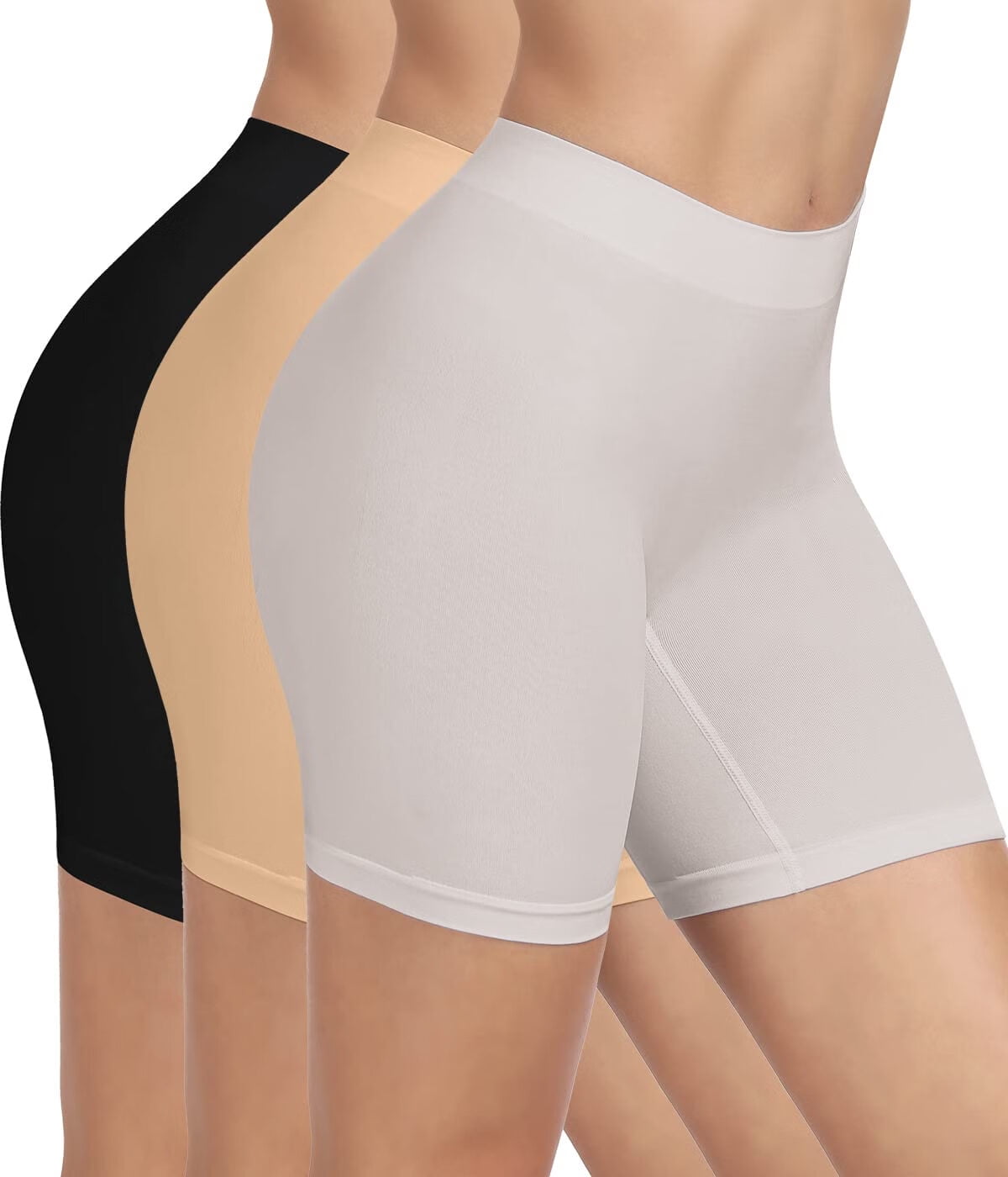 3 Pack Women Seamless Slip Shorts for Under Dress Smooth Boyshorts for  Yoga/Bike/Workout Shapewear Shorts Multicolor 