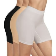 3 Pack Women Seamless Slip Shorts for Under Dress Smooth Boyshorts for Yoga/Bike/Workout Shapewear Shorts Multicolor