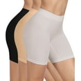 thumbnail image 1 of 3 Pack Women Seamless Slip Shorts for Under Dress Smooth Boyshorts for Yoga/Bike/Workout Shapewear Shorts Multicolor, 1 of 6
