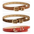 thumbnail image 1 of 3 Pack Women Skinny Belt Leopard Print Belt Chic Belts for Jeans Pants Fashion Solid Color with Gold Buckle, 1 of 9