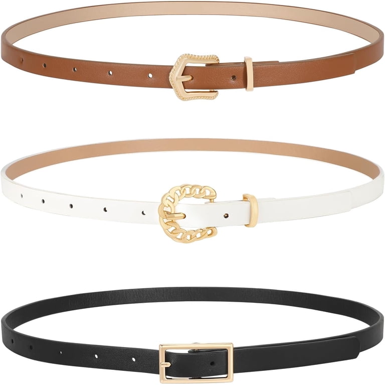3471 3 Pack Women Leather Belt For Dresses,fashion Ladies Skinny Waist TRIWORKS 3 Pack Women Skinny Leather Belt for Jeans Pants  main image 2