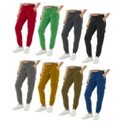 BARGAIN HONCHO 3-Pack Women Soft Winter Warm Casual Fleece Lined Cargo Joggers Cozy Lounge Pant