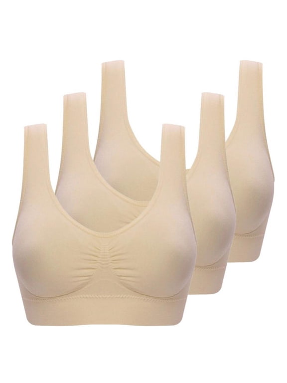 3 Pack Women Sport Bras Yoga Fitness Crop Tank Top Running Bra Wireless Gym Workout Tops Brassiere, Plus Size S-6XL