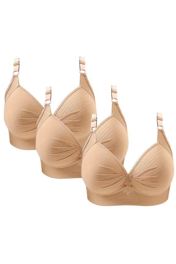 3 Pack Women Support Wireless T-Shirt Bra Plus Size Seamless Convertible Wirefree Bras Push Up Padded Full Figure Bra