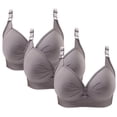 thumbnail image 1 of 3 Pack Women Support Wireless T-Shirt Bra Plus Size Seamless Convertible Wirefree Bras Push Up Padded Full Figure Bra, 1 of 4