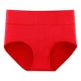 thumbnail image 1 of 3 Pack Women Underwear Solid High Waist Full Cover Plus Size Panties,Red,XL, 1 of 3