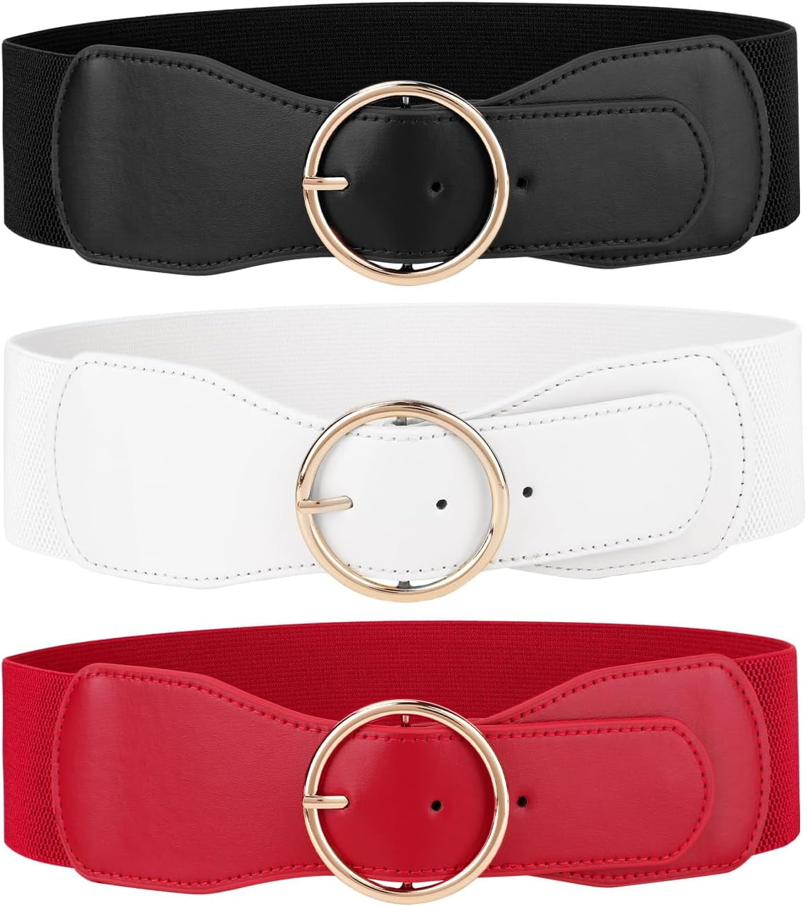 3 Pack Women Wide Elastic Waist Belt for Dress Ladies  display picture 2