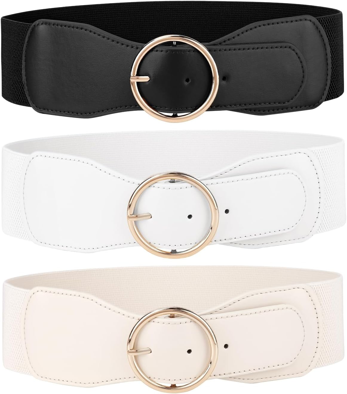 3 Pack Women Wide Elastic Waist Belt for Dress Ladies  display picture 1