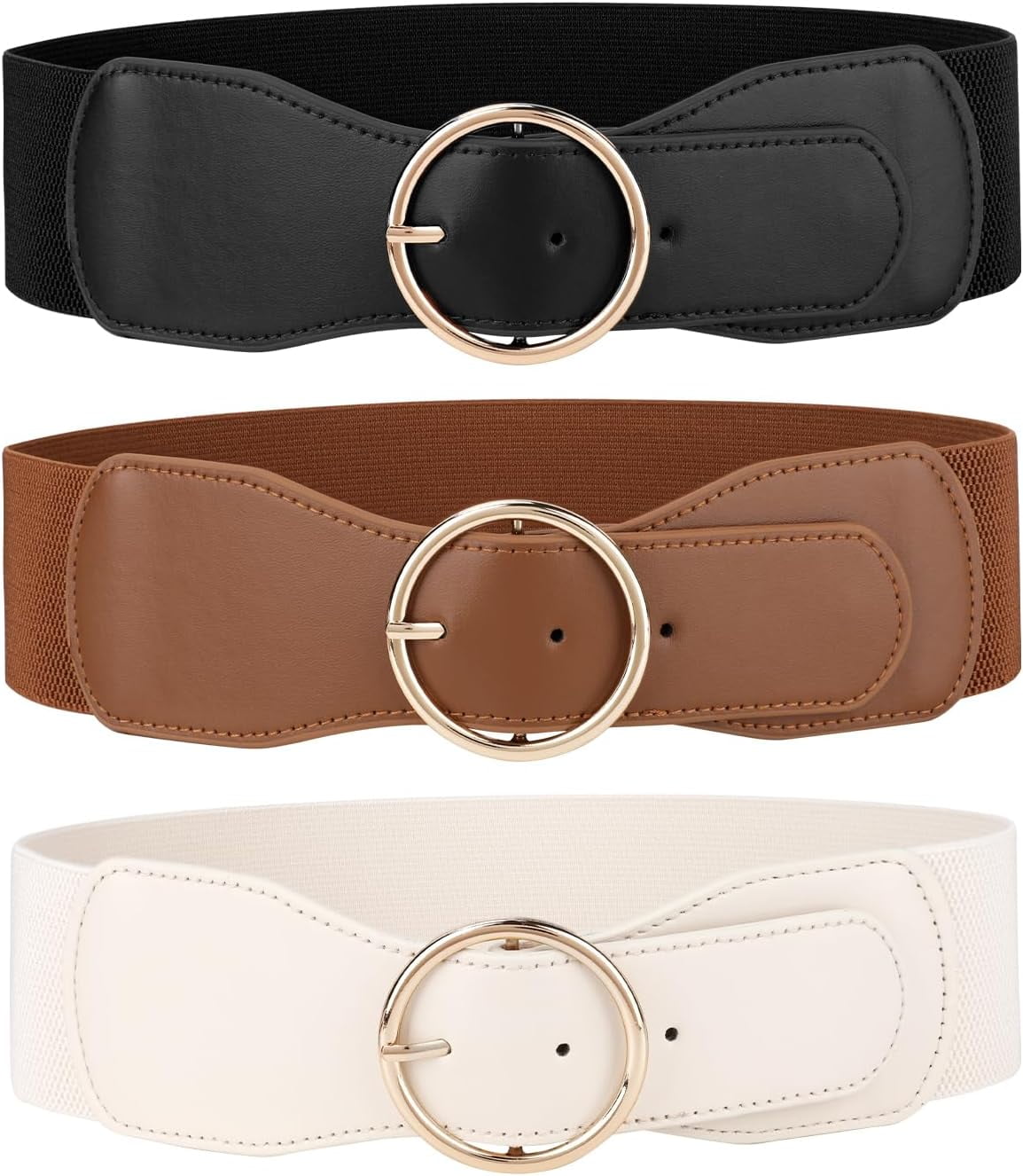 3 Pack Women Wide Elastic Waist Belt for Dress Ladies  display picture 1