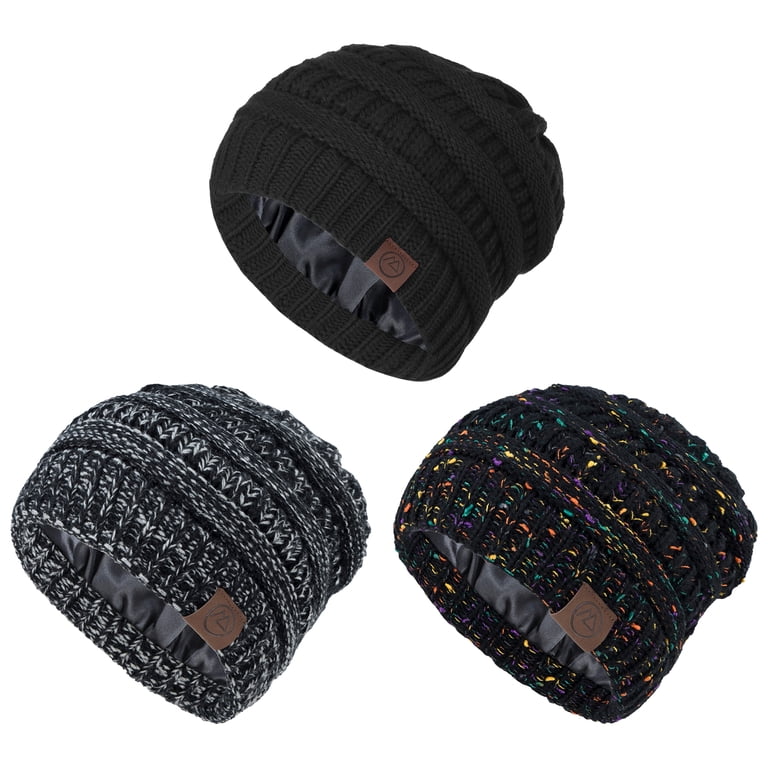 3 Pack Women Winter Hat Chunky Warm Hat for Woman Satin  display picture 2
