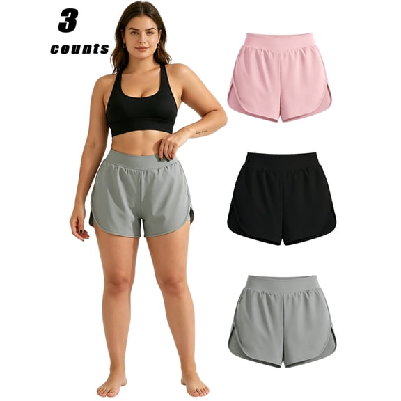 3 Pack Women’s 2-in-1 Running Skort Shorts, High Waist Quick Dry Athletic Skirts with Built-in Liner, Split Hem Lightweight Workout Skort for Gym Tennis Jogging Casual Daily Wear