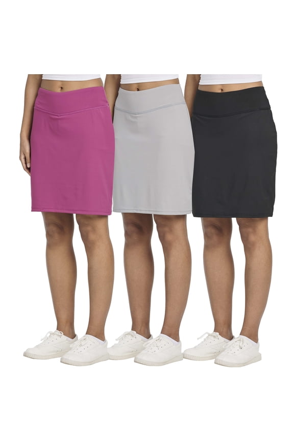 3 Pack: Women's 20" Golf Skirts Knee Length Skorts Athletic Modest Long Active Casual Pockets UPF (Available In Plus)