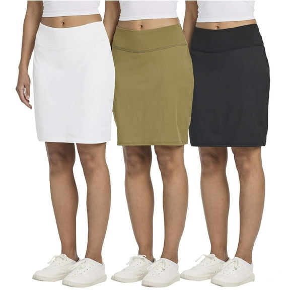 3 Pack: Women's 20" Golf Skirts Knee Length Skorts Athletic Modest Long Active Casual Pockets UPF (Available In Plus)