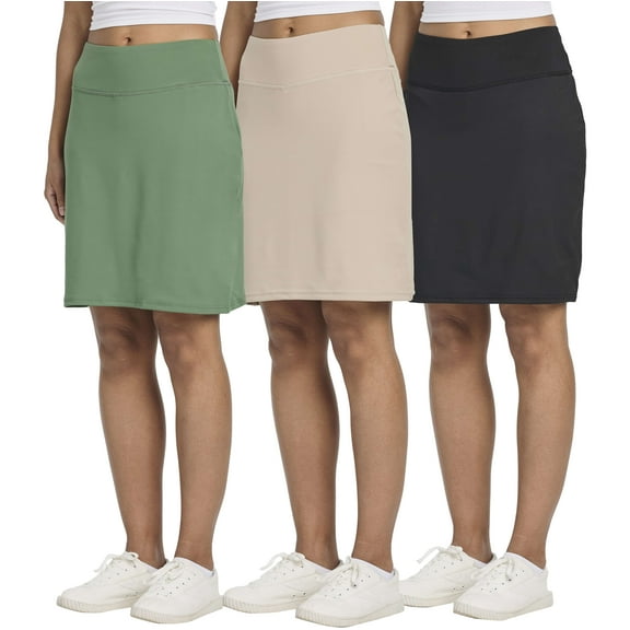 3 Pack: Women's 20" Golf Skirts Knee Length Skorts Athletic Modest Long Active Casual Pockets UPF (Available In Plus)