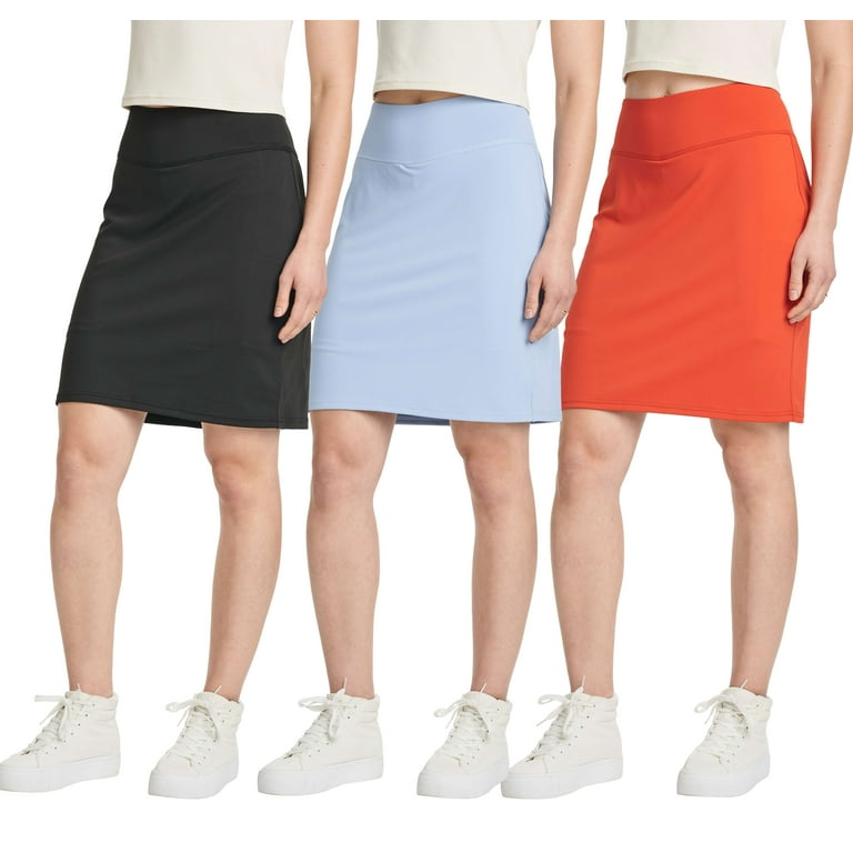 3 Pack Women s 20 Golf Skirts Knee Length Skorts Athletic Modest Long Active Casual Pockets UPF Available In Plus Walmart